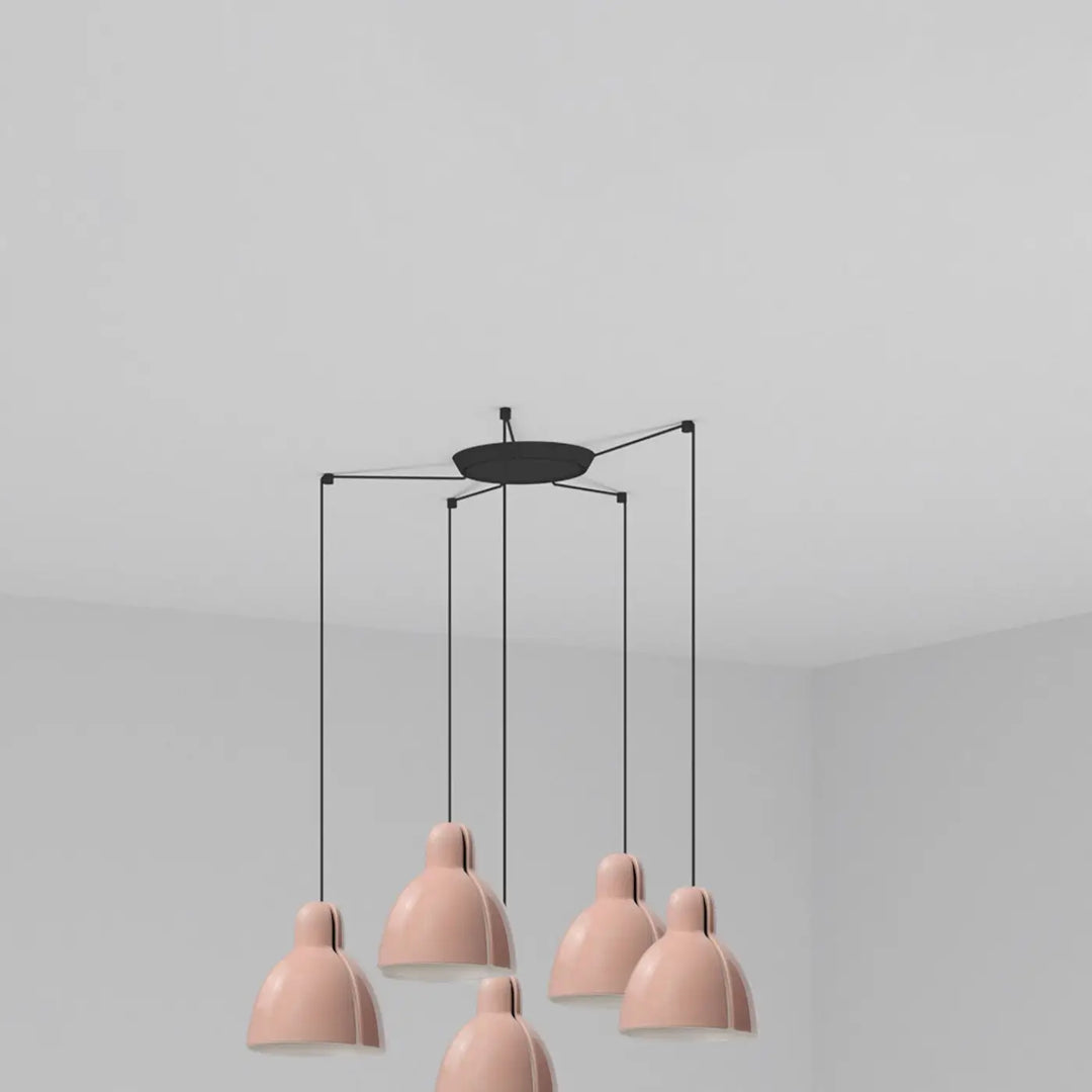 Suspension Venice 200 rose 5 lumières de Faro Barcelona