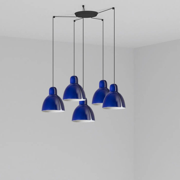 Suspension Venice 200 bleu cobalt 5 lumières de Faro Barcelona
