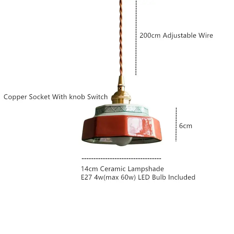 Suspension céramique rétro en cuivre style élégant