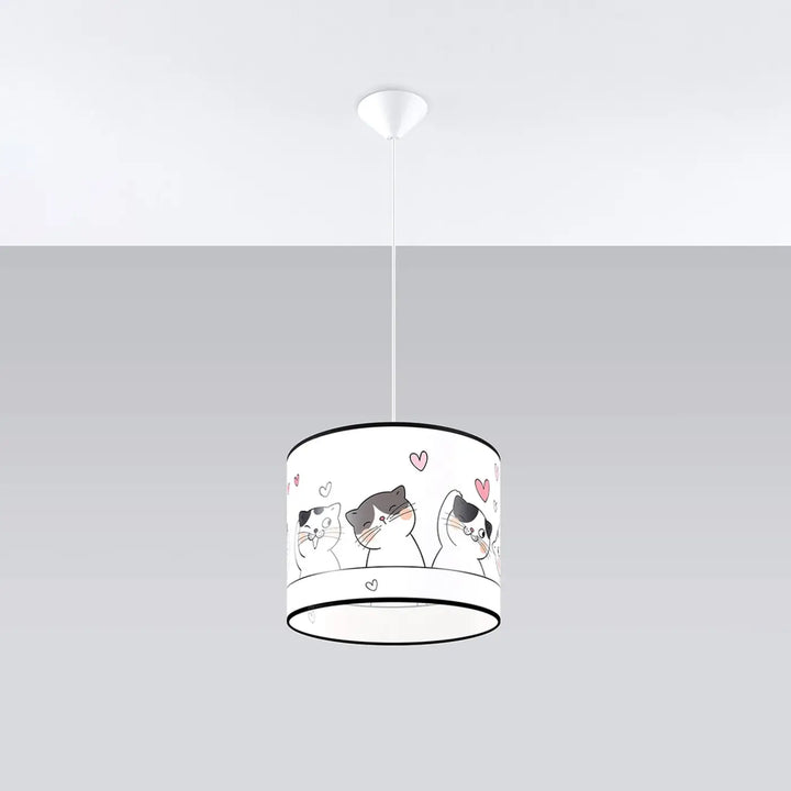 Suspension Cat multicolore à motif de chats, allumée