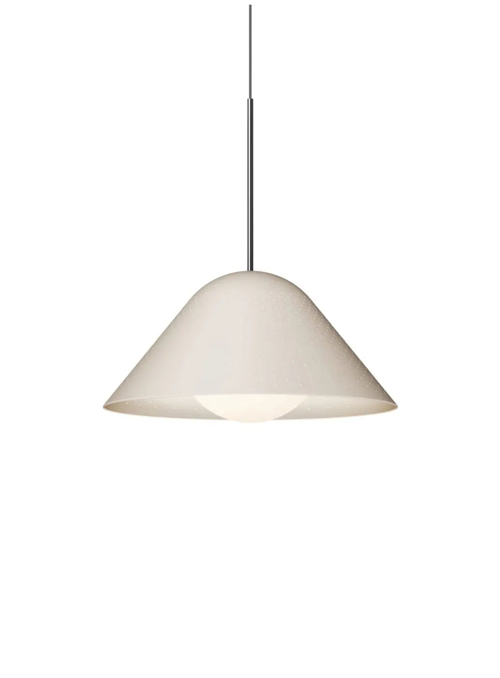 Suspension Bola Bell beige à tige chromée, taille moyenne