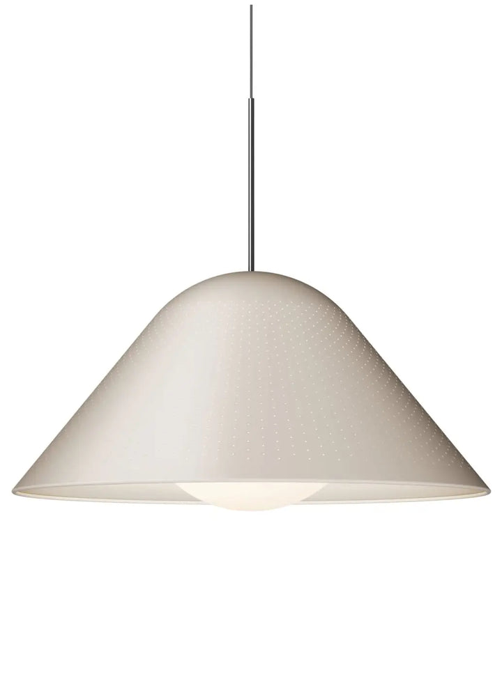 Suspension Bola Bell beige à tige chromée, taille grande
