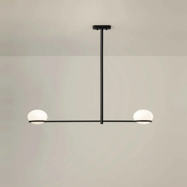 Suspension Coco deux globes en acier noir et polycarbonate opale