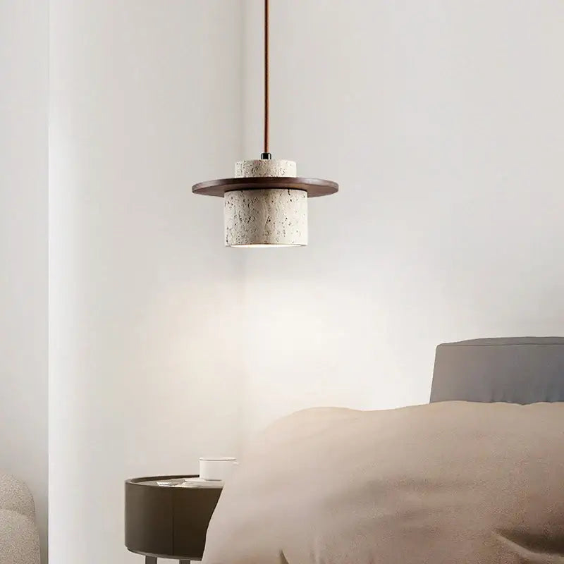 Suspension contemporain en marbre et bois naturel