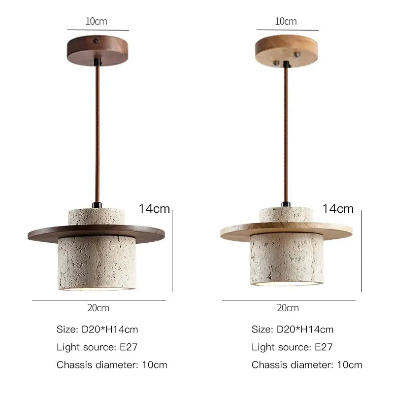 Suspension contemporain en marbre et bois naturel