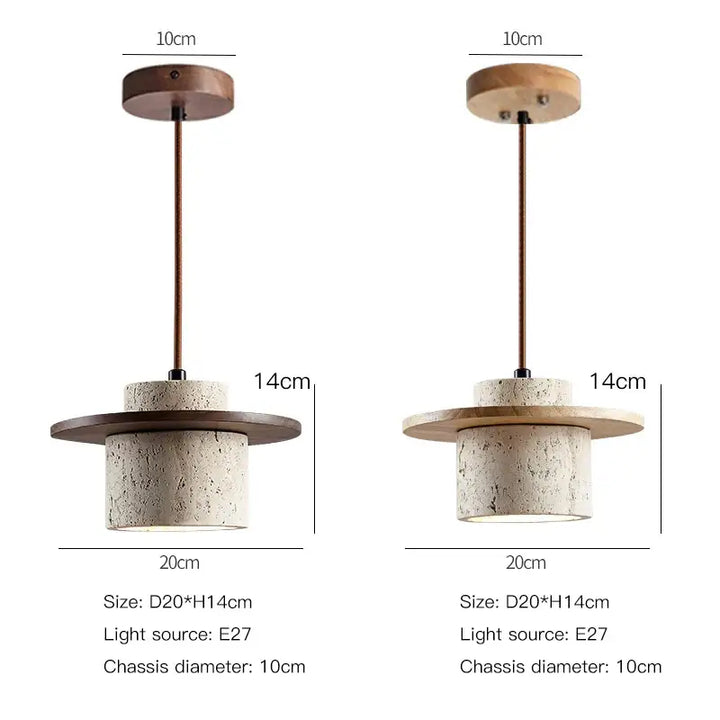 Suspension contemporain en marbre et bois naturel