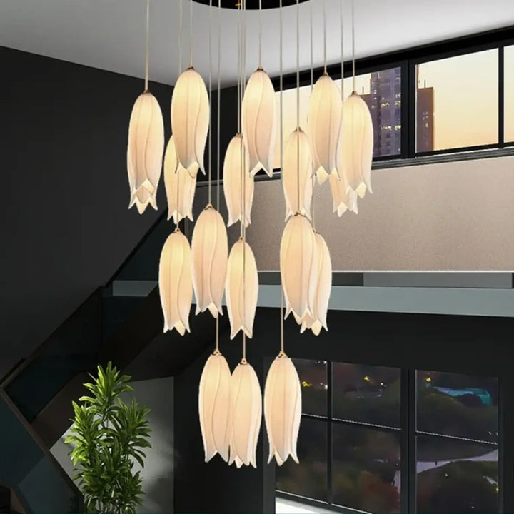 Suspension contemporaine en céramique blanc ambiance chic