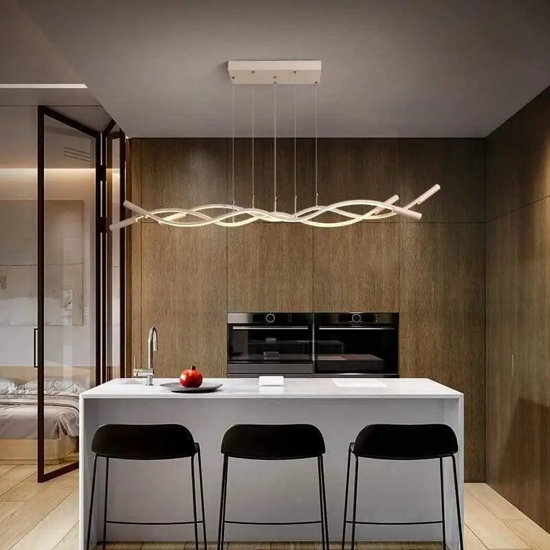 Suspension Cuisine Design Ondulée en Acrylique