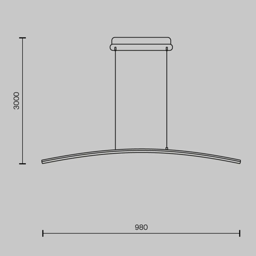 Suspension luminaire curve linéaire led linéaire minimaliste avec deux tiges courbées pour salle à manger ou d’un îlot