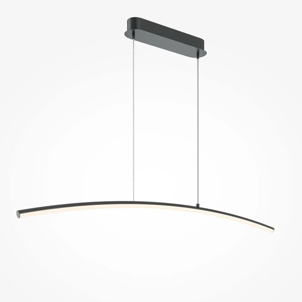 Suspension luminaire curve linéaire en led noir avec design courbe minimaliste pour salle à manger ou îlot central