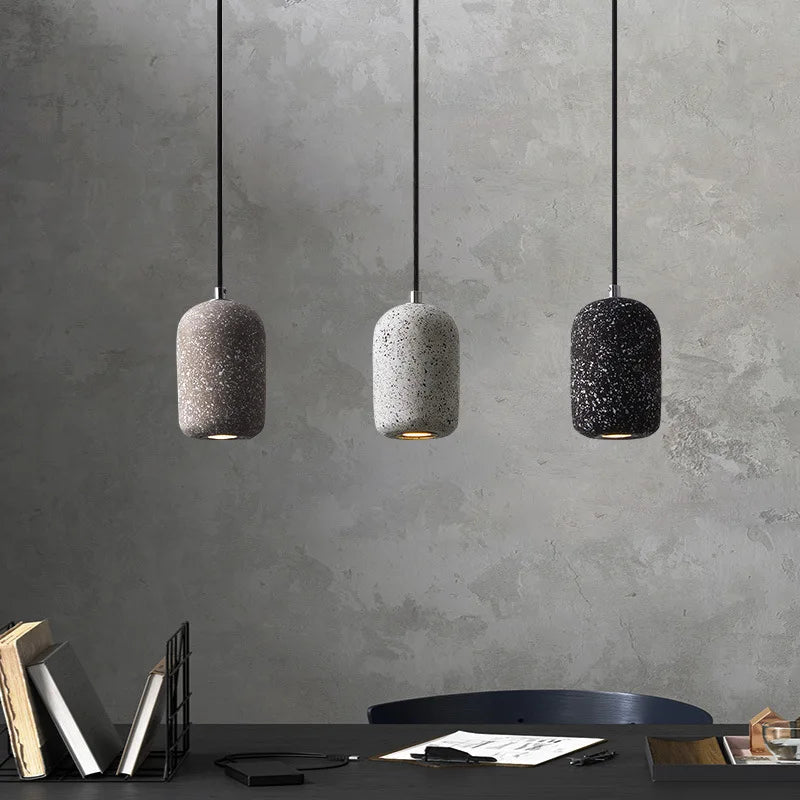 Suspension Cylindre Béton Terrazzo Design Industriel Moderne

