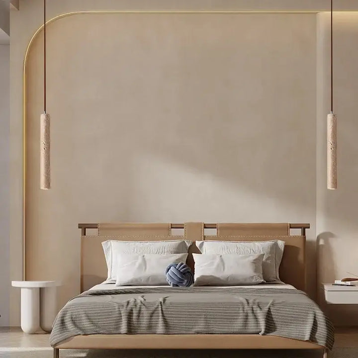 Suspension cylindrique LED moderne en métal doré

