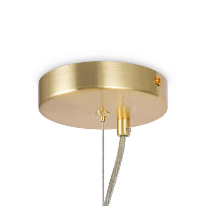 Gold-colored suspension luminaire dallas with brushed metal finish ceiling mount and attached cable for salle à manger