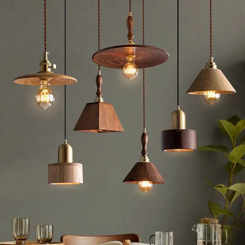 Suspension décorative bois sculpté style rétro style vintage