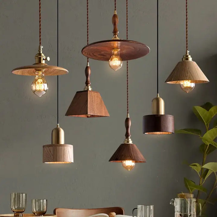 Suspension décorative bois sculpté style rétro style vintage