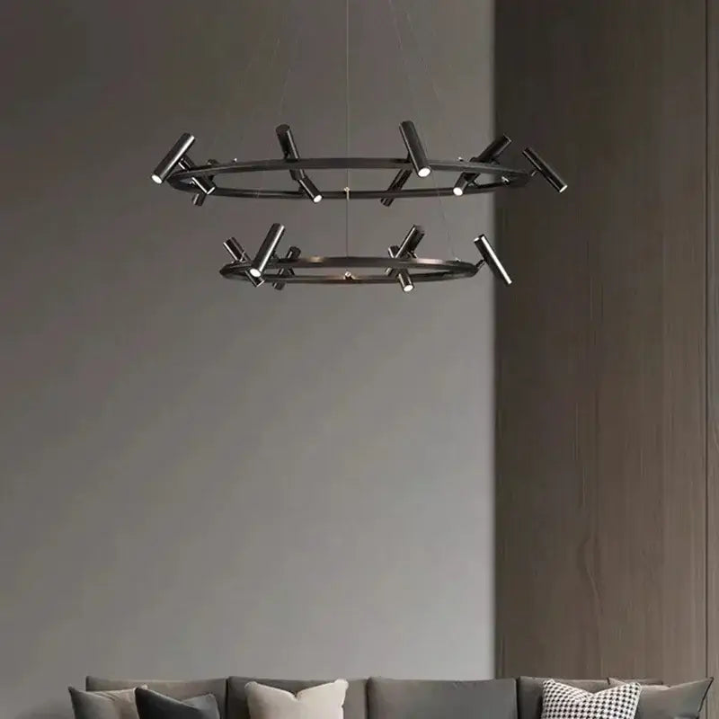 Suspension Design À Projecteurs Noirs Pour Salle À Manger Élégante