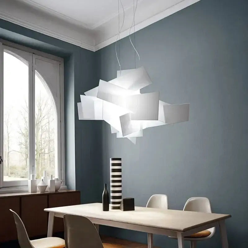 Suspension design art abstrait blanc géométrique

