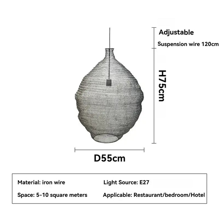 Suspension design artisanale en métal tressé moderne
