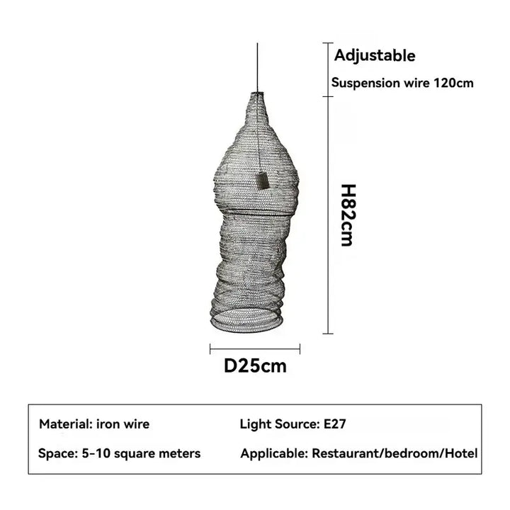 Suspension design artisanale en métal tressé moderne
