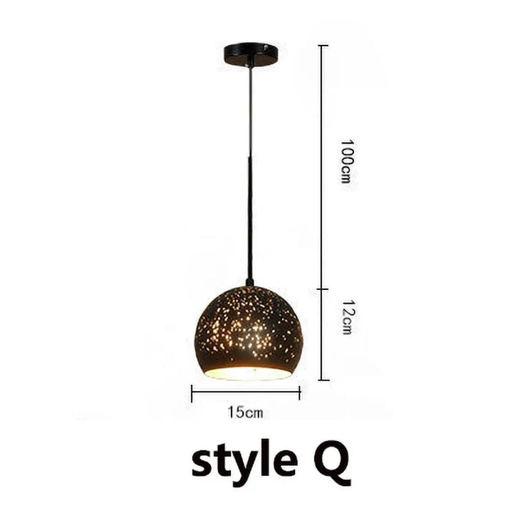 Suspension design artistique noir mat lumière dorée moderne