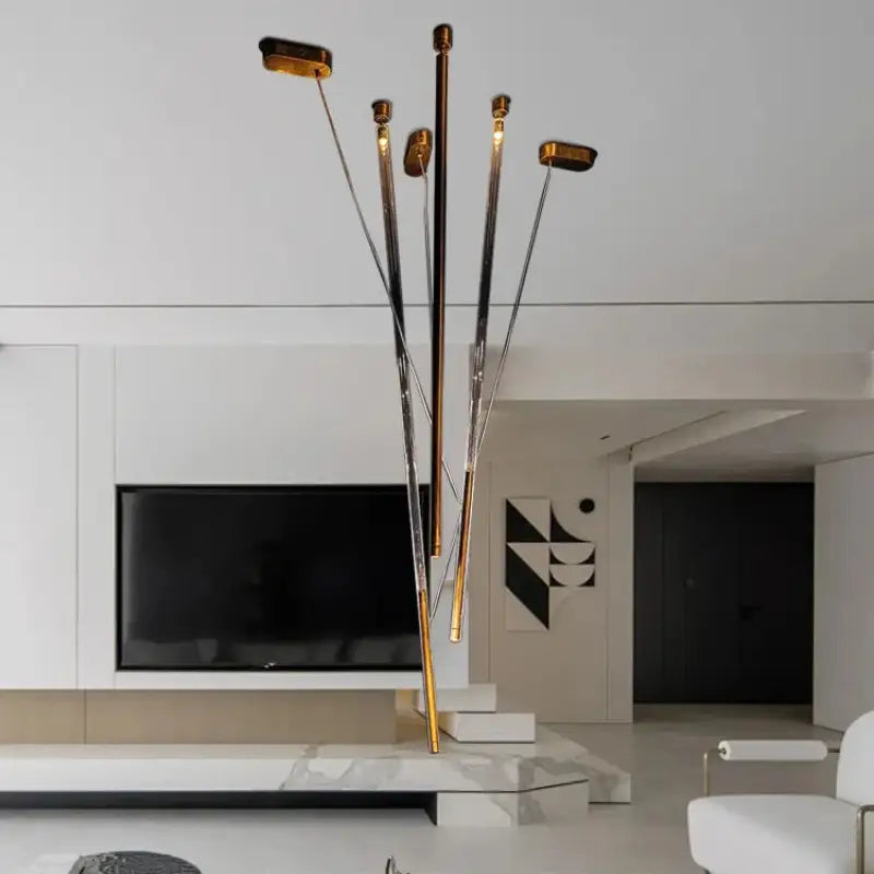 Suspension design artistique à tiges lumineuses led design