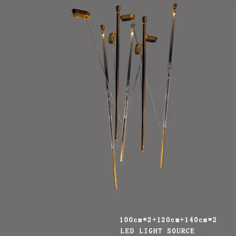 Suspension design artistique à tiges lumineuses led design