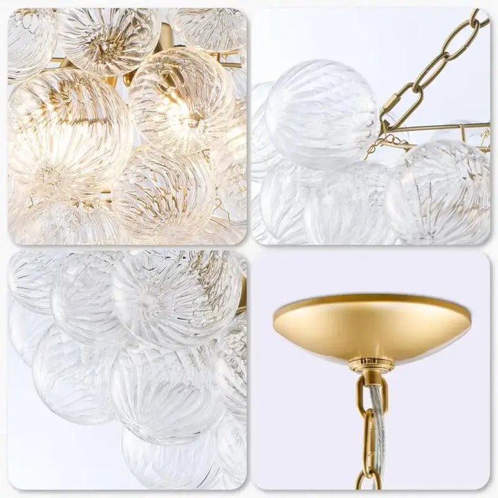 Suspension Design Avec Boules En Verre Blanc Élégant