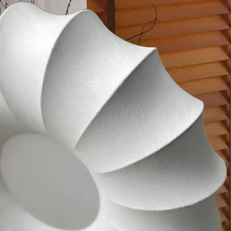 Suspension Design Blanche Abat Jour Tissu Bois Élégant Style