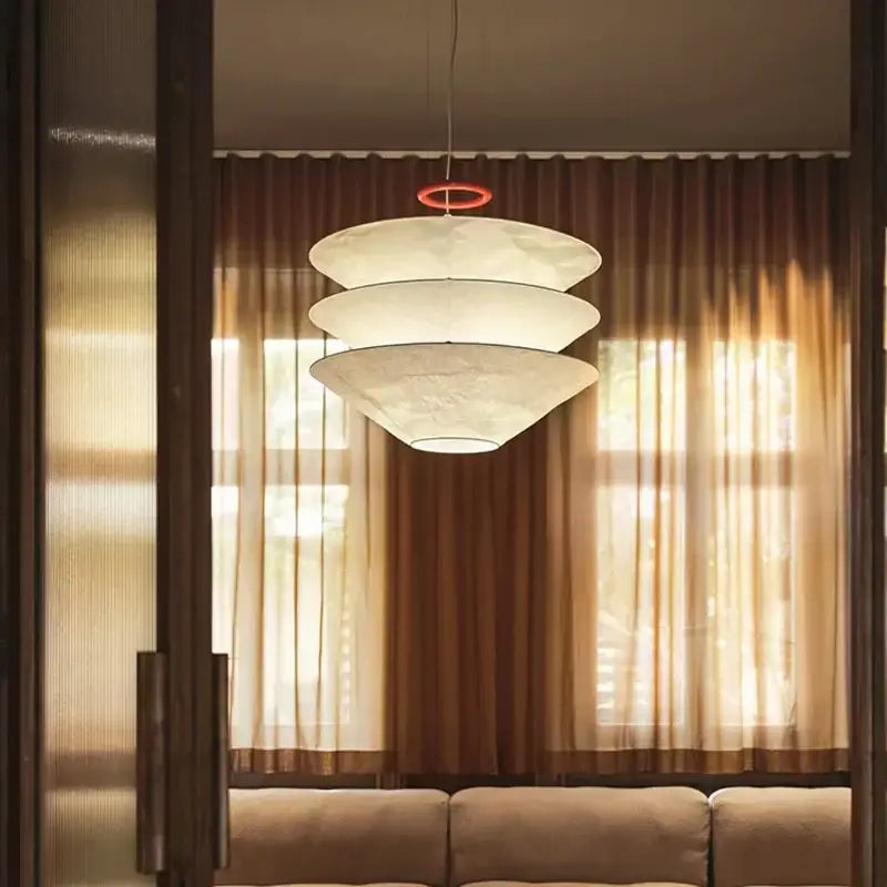 Suspension design blanche moderne en papier avec abat-jour empilé

