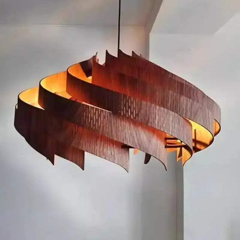 Suspension design en bois pour une lumière douce et élégante