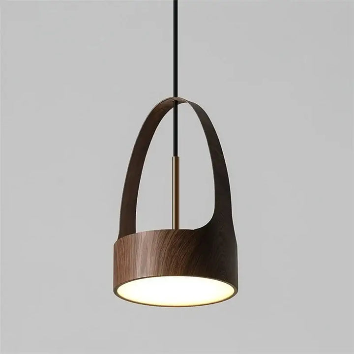 Suspension design bois moderne avec abat-jour cylindrique élégant

