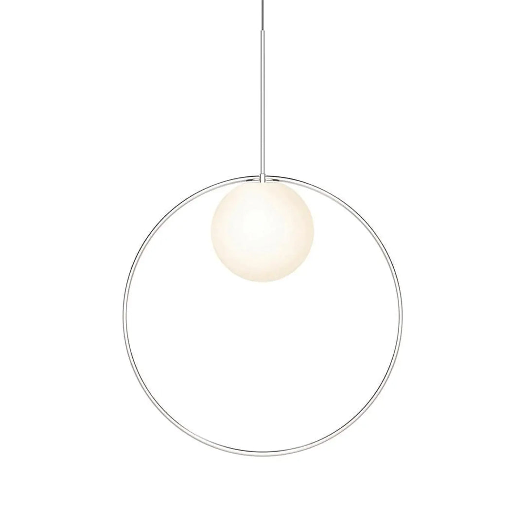 Suspension Bola Halo argentée, anneau de 56 cm