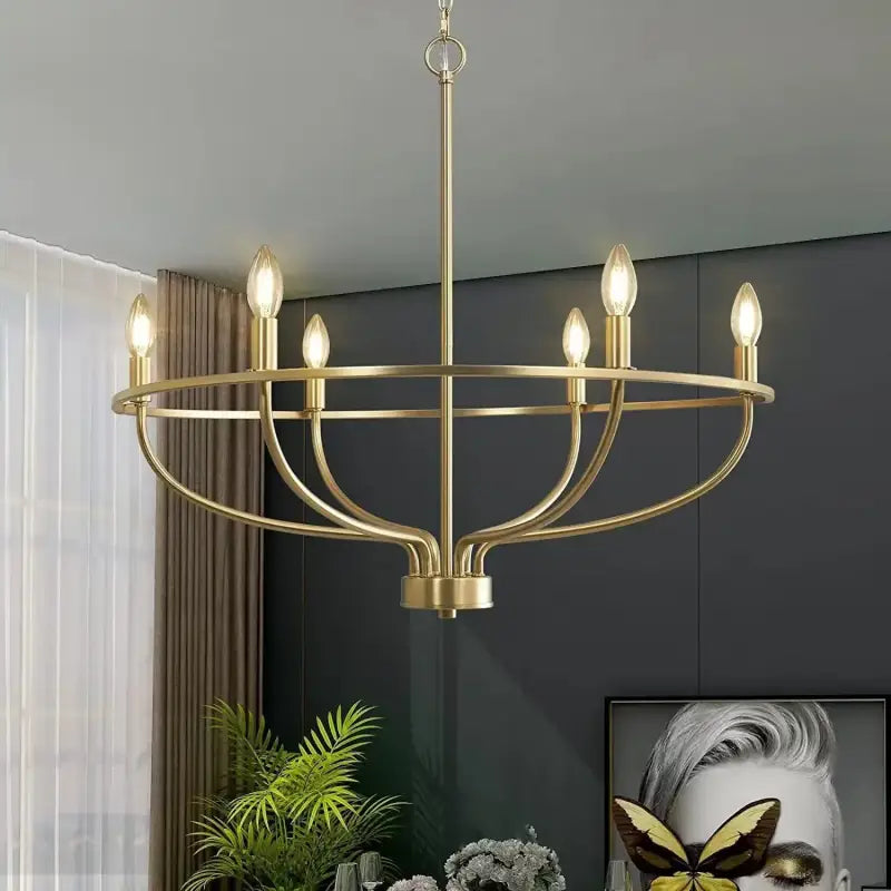 Suspension Design Circulaire Dorée Avec Lumières Flamme

