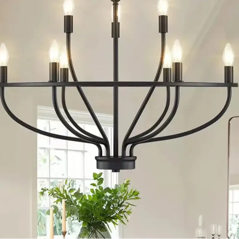 Suspension Design Circulaire Dorée Avec Lumières Flamme

