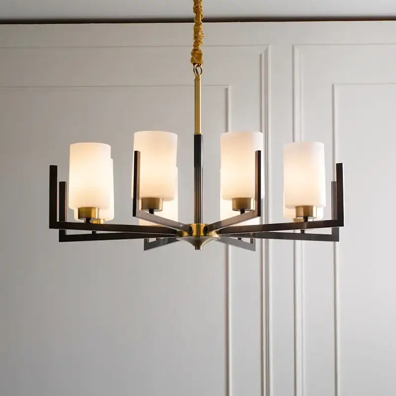 Suspension Design Contemporaine Cylindres Verre Opalin