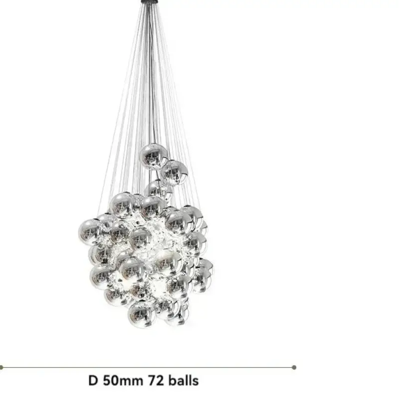 Suspension contemporaine en globes de verre blanc gris