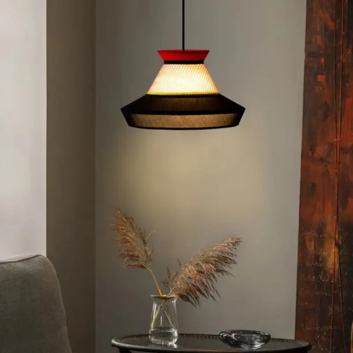 Suspension contemporaine en tissu et métal style chic