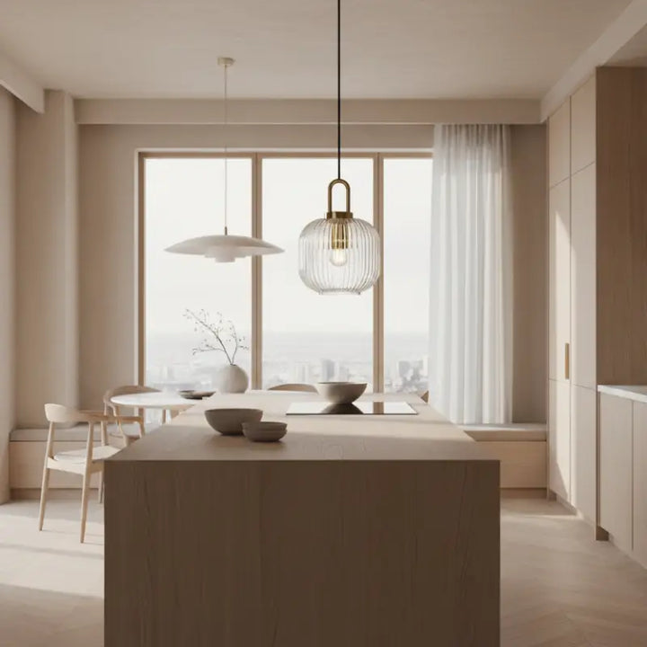 Suspension design contemporaine verre strié élégance chic