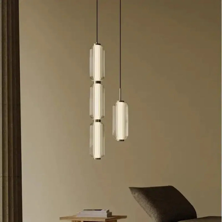 Suspension Design Cylindrique En Verre Nervuré Verticale