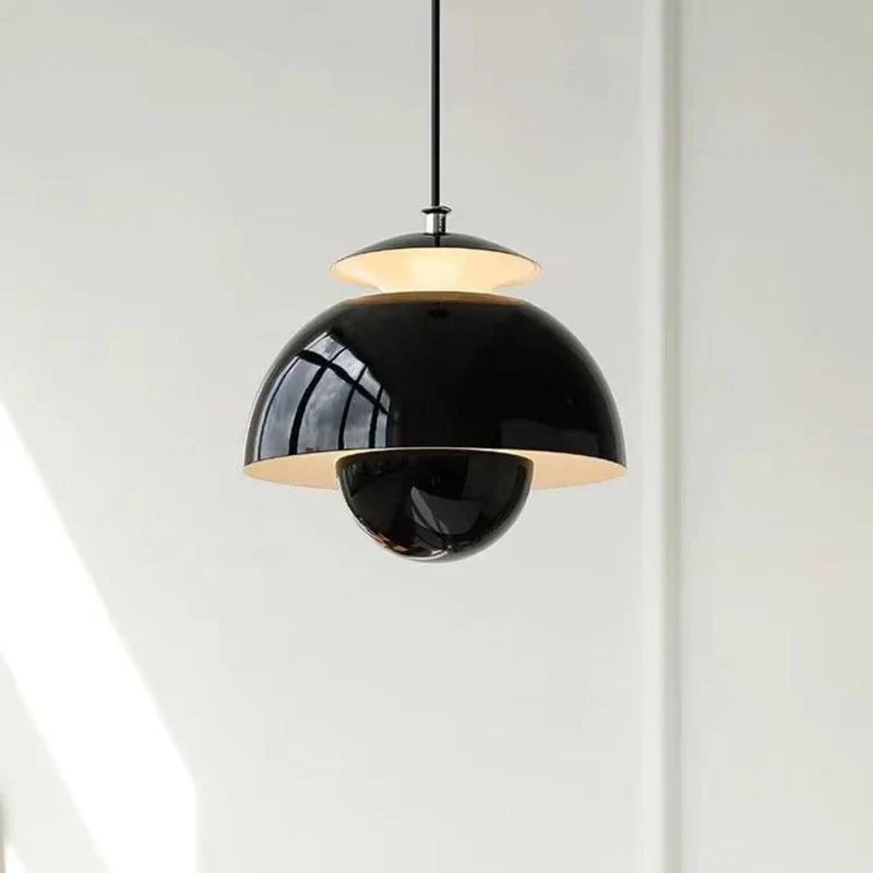 Suspension Design Demi-Sphère Métal Brillant Couleurs Variées Moderne