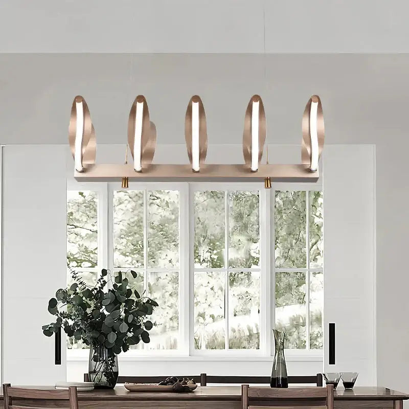 Suspension design dorée vagues luminaire led moderne