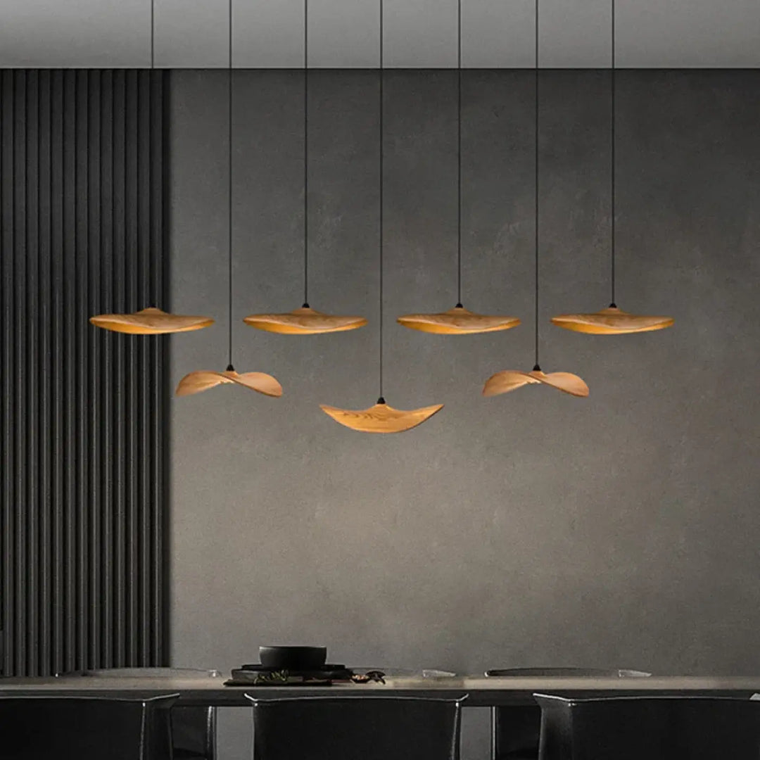 Suspension design effet bois led spectre complet élégant