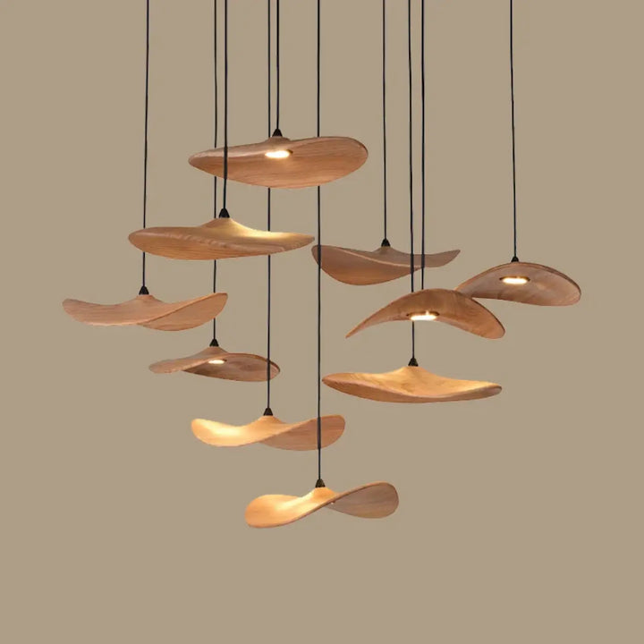 Suspension design effet bois led spectre complet élégant
