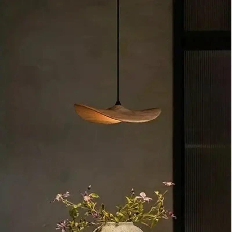 Suspension design effet bois led spectre complet élégant