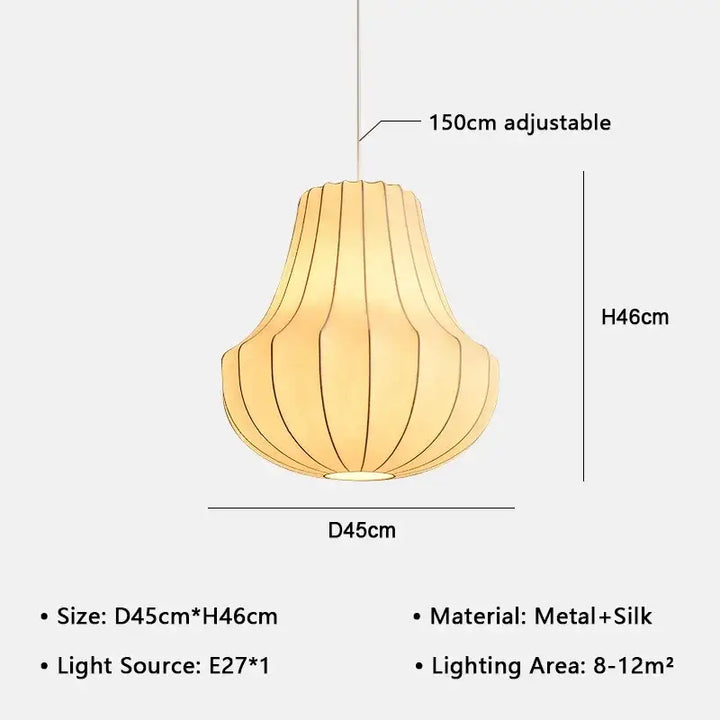 Suspension design élégante en tissu et métal sculpté