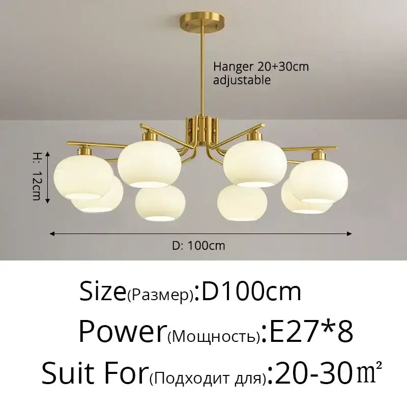 Suspension design avec globes en verre opale élégante