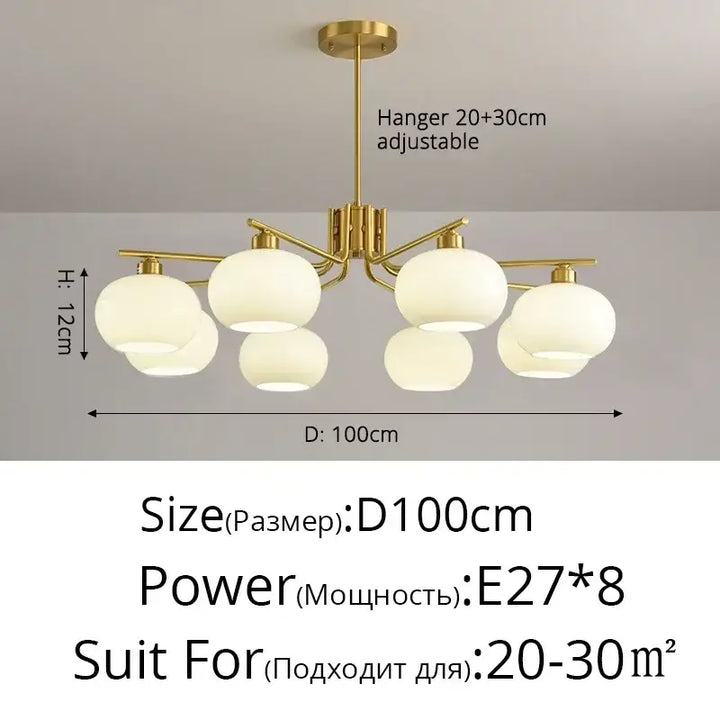Suspension design avec globes en verre opale élégante