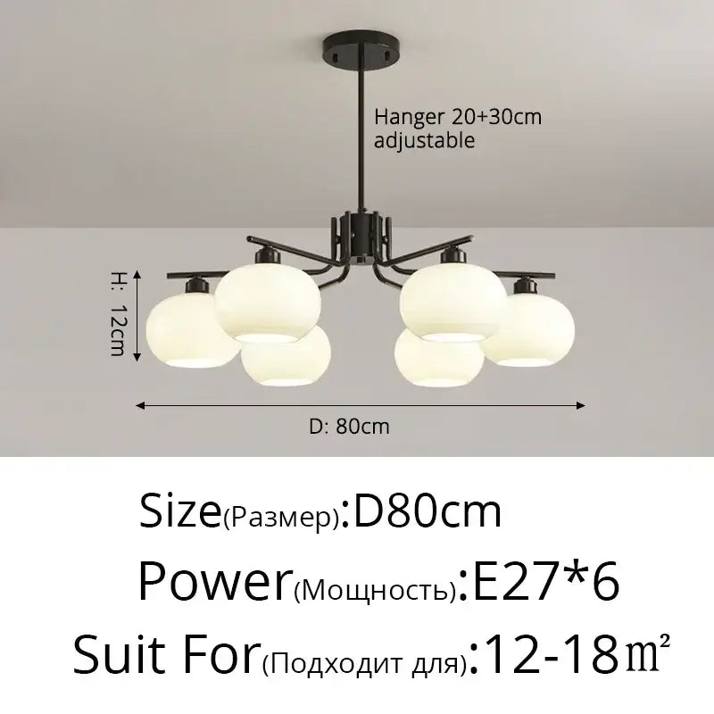 Suspension design avec globes en verre opale élégante