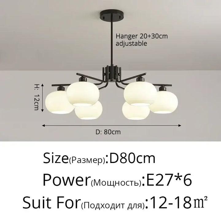 Suspension design avec globes en verre opale élégante