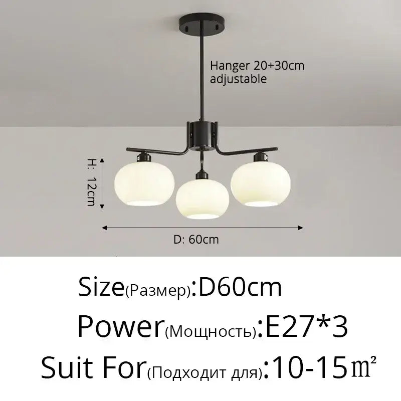 Suspension design avec globes en verre opale élégante